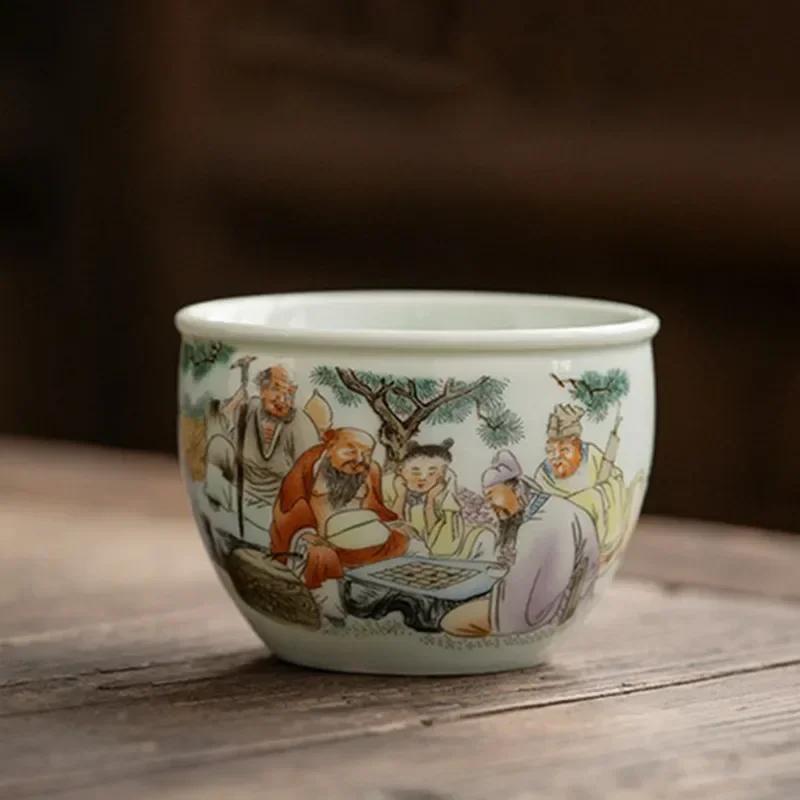 1 шт. китайская традиционная керамическая чайная чашка, фарфоровая чайная чаша ручной работы, чайная чашка, бытовая чайная утварь, дорожная чашка для медитации, 130 мл 7.3x5.2cm 130ml