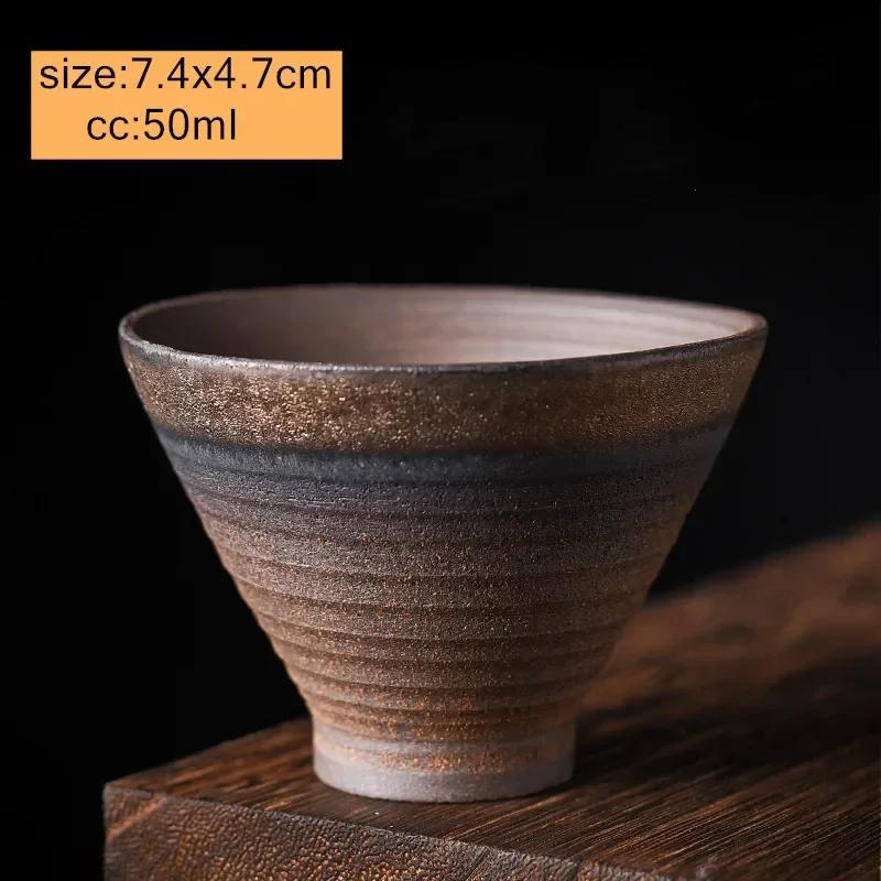 1 шт. Китайская винтажная керамическая чайная чашка ручной работы, грубая глиняная чайная чаша, бытовая чайная утварь, мастер-чашка для путешествий, личная чашка Teacup