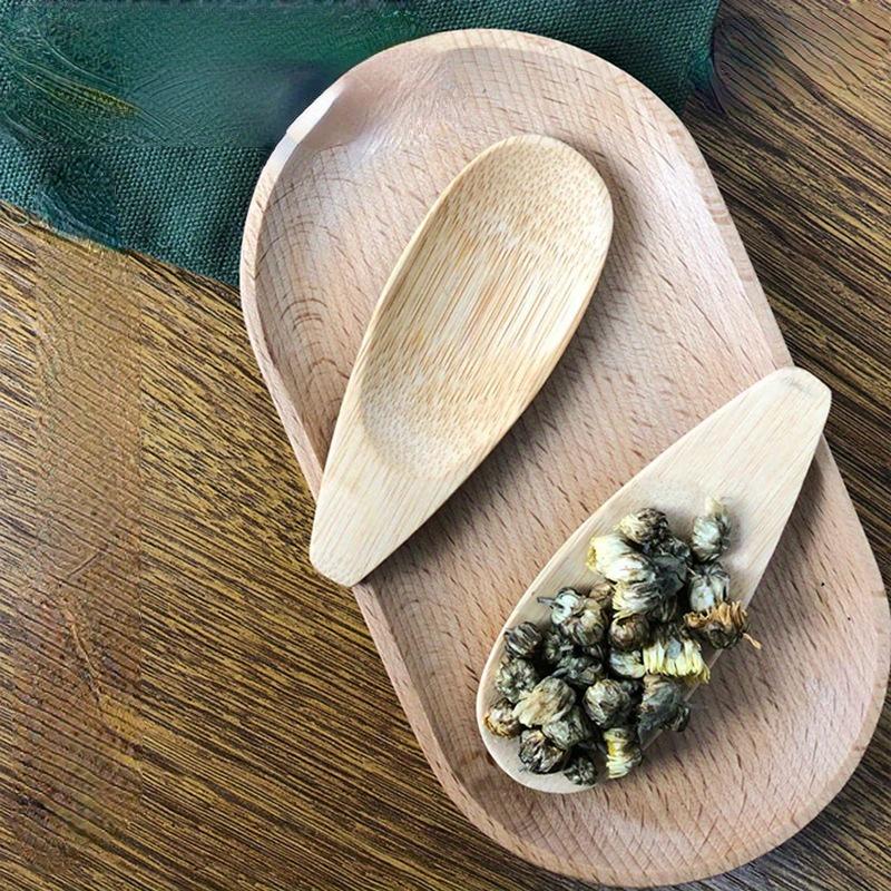 5 шт. креативная маленькая бамбуковая ложка, чайная ложка, чайная лопатка, чайная ложка с короткой ручкой, десертная ложка для чайной церемонии, маленькая ложка для мороженого 5PCS